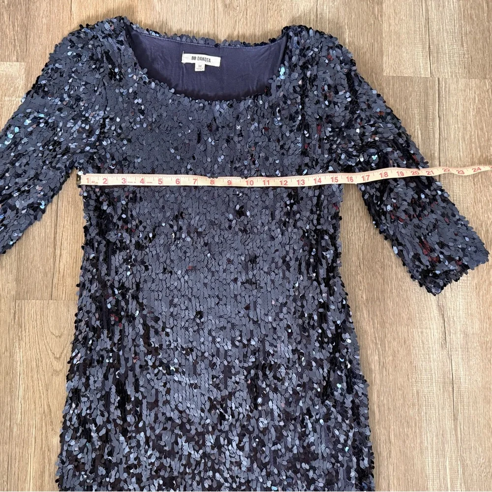 BB Dakota Sparkling Navy Sequin Mini Dress - Picture 7 of 11